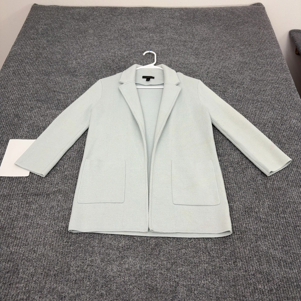 J.Crew Sweater Blazer Womens XXS Light Blue Cotton Merino Wool Knit Professional